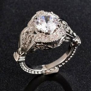 White sapphire and sterling silver cocktail ring